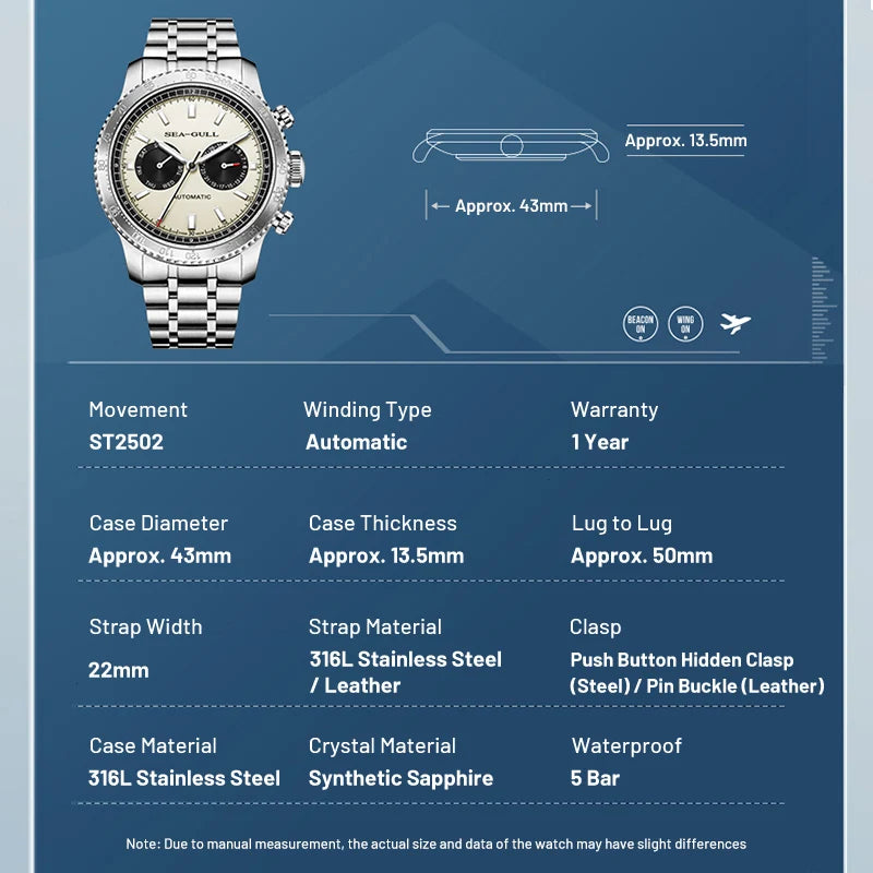 Reloj Hombre SEA-GULL 6177 – Panda Eye Pilot GMT
