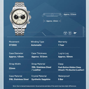 Reloj Hombre SEA-GULL 6177 – Panda Eye Pilot GMT