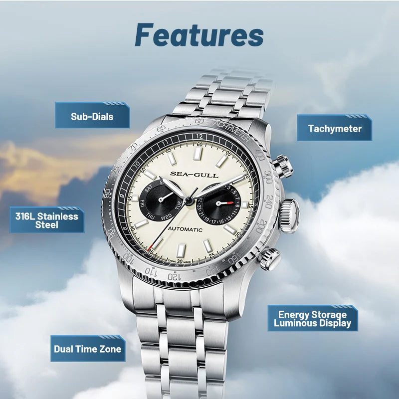 Reloj Hombre SEA-GULL 6177 – Panda Eye Pilot GMT